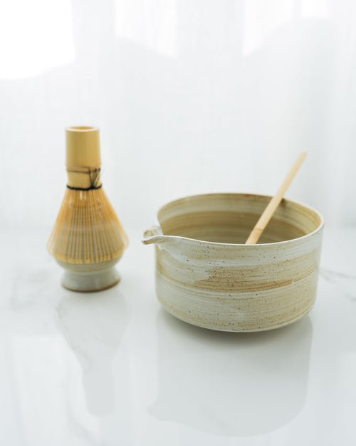 Ceramic Matcha Tea Set with Bamboo Whisk, Scoop & Whisk Holder